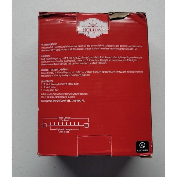 Holiday Time 100 Red Mini Lights White Wire New Open Box - Picture 3 of 11